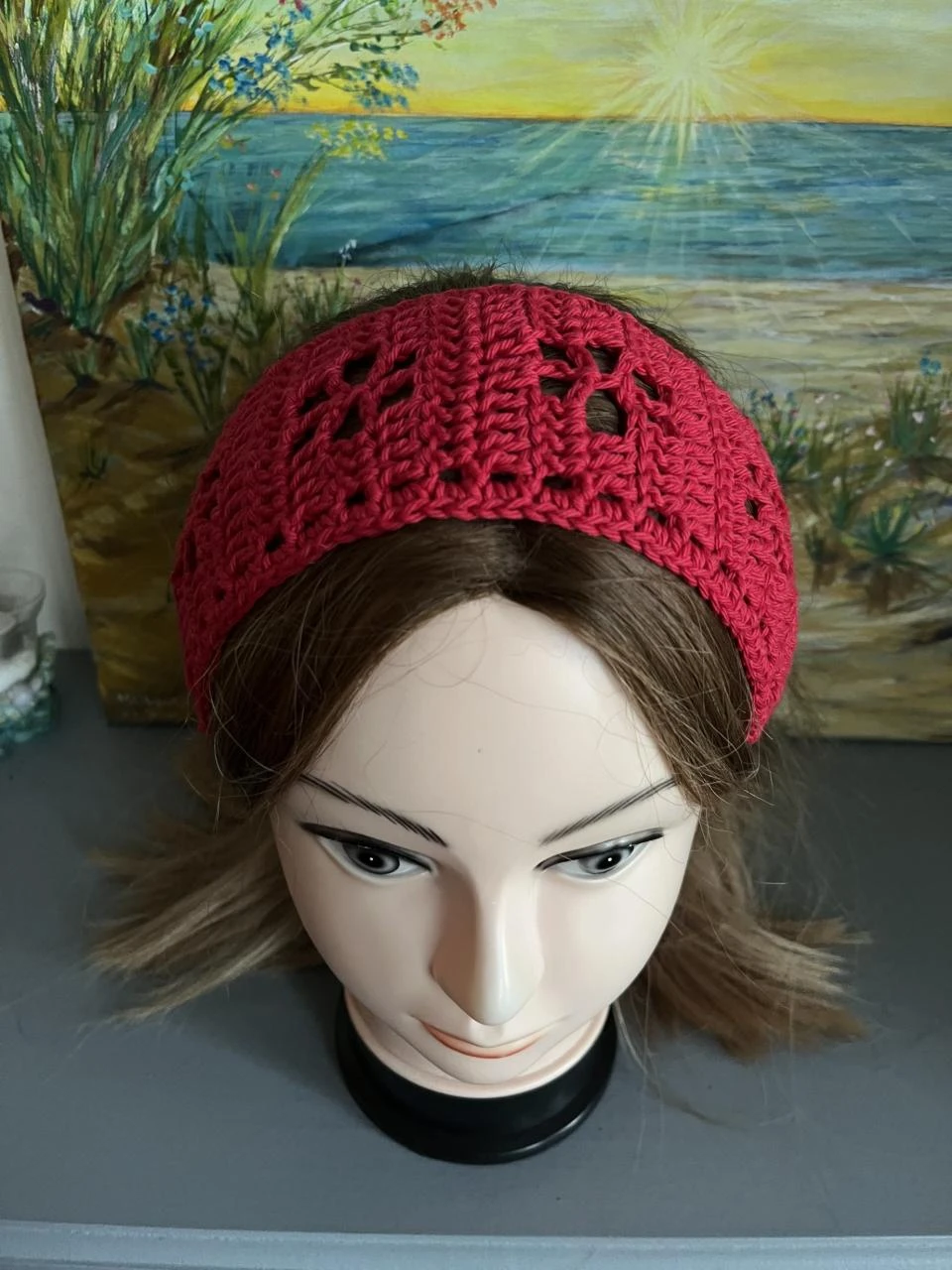 Banda para la cabeza de algodón rojo, talla única – photo 2